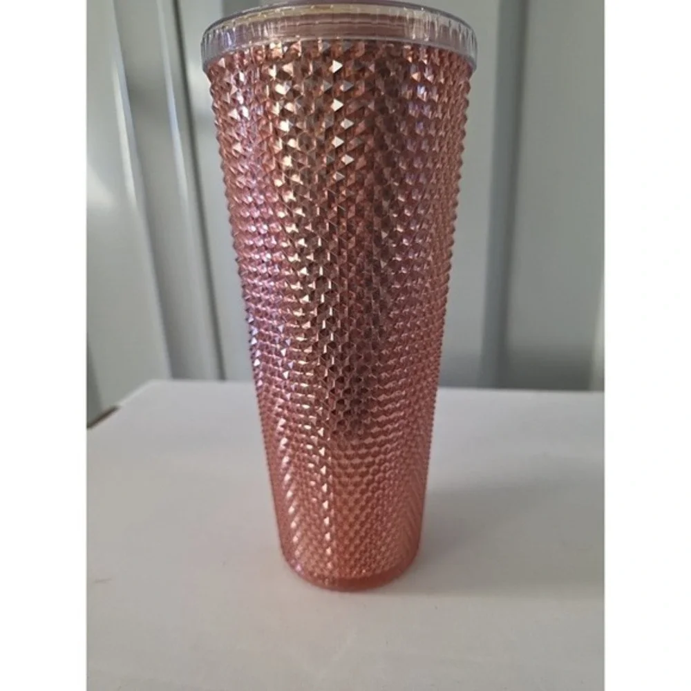 Starbucks Rose Gold Studded‎ Cold Cup Tumbler Venti 24oz With Straw